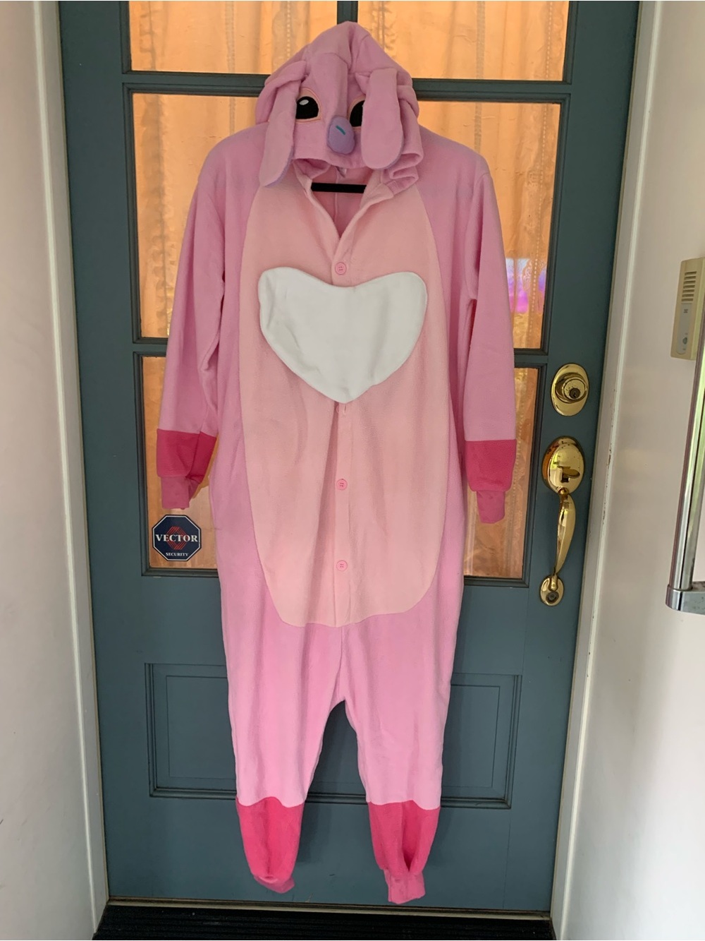 Women's Pink Heart Hooded Onesie Pajama with Animal Hood